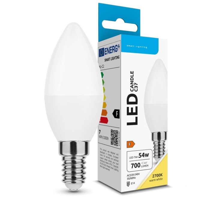 Bombilla vela led e14 7w 6000k  700lm  200º luz fria