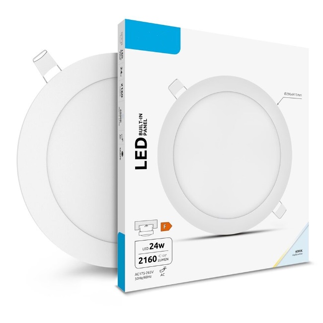 Downlight led 240v, 24w, 6400k, redondo blanco corte:285m (300x25mm)