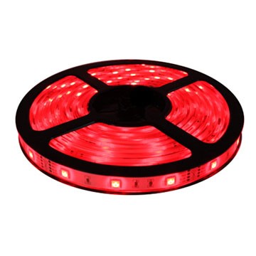 Smd3528 tira led 60 leds/mt dc:12v, 4.8w/mt, ip65, 5-6lum, rojo 