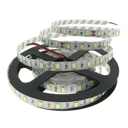 Smd5730 tira led 60led/mt dc:12v, 14.4w, ip20, 40lm/mt 3000k blanco calido