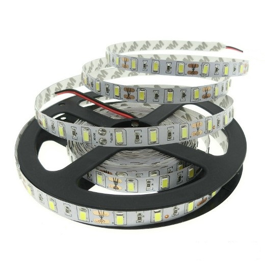 Smd5730 tira led 60 led/mt dc:12v, 14,4w, ip20, 40lm, 6000k blanco frio 