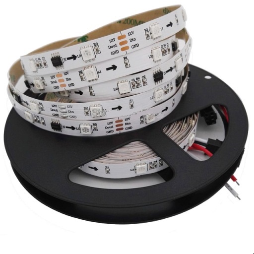 Smd5050 ws2811 tira led inteligente 30led/mt dc12v 8w/mt, ip20 rgb