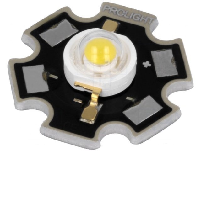 Led de potencia forma estrella pcb 3w, 6000k, 130º, 3.1-4.1v