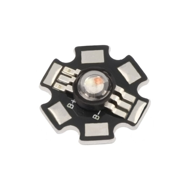 Led de potencia forma estrella pcb 3w, rgb, 130º, 58lm, 1.9...2.5/2.8...3.4/2.8...3.4v