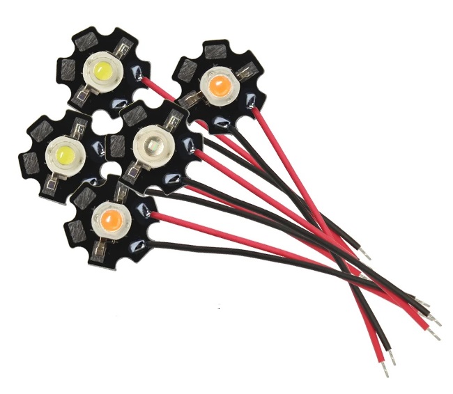 Led potencia forma estrella 3w blanco calido 3000k 140º 3.2~3.8vdc