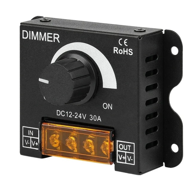 Regulador dimmer 12v/24v, 30amp.