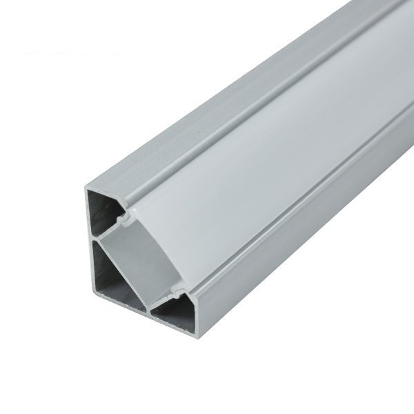 Perfil angular aluminio largo: 2mt tapa difusa + tapas finales