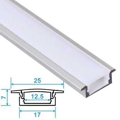 Perfil aluminio aletas 2.00 metros tapa difusa+tapas finales med. ext: 25x7m precio por 2 mt
