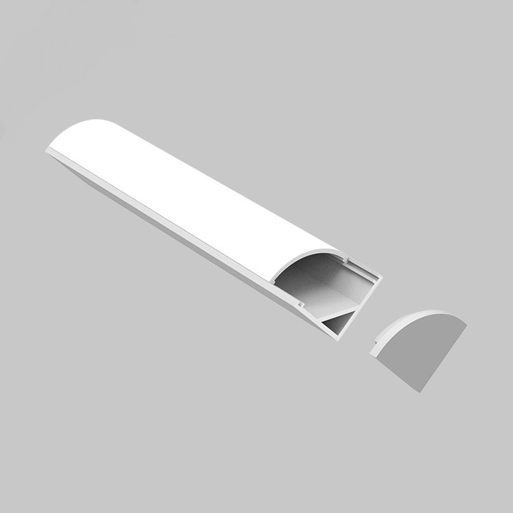 Perfil angular(eco) aluminio largo: 2mt tapa difusa + tapas finales