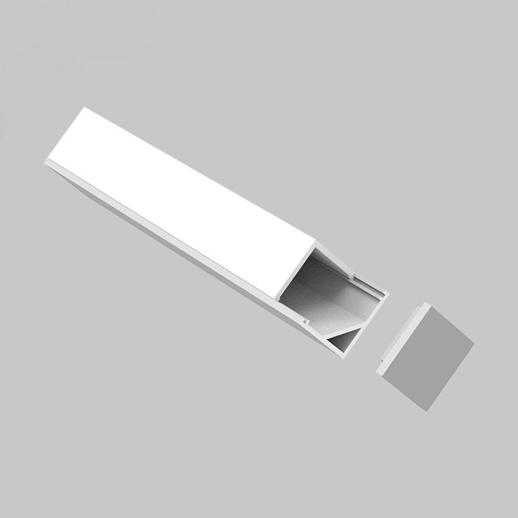 Perfil angulo recto (eco) aluminio largo: 2mt tapa difusa + tapas finales