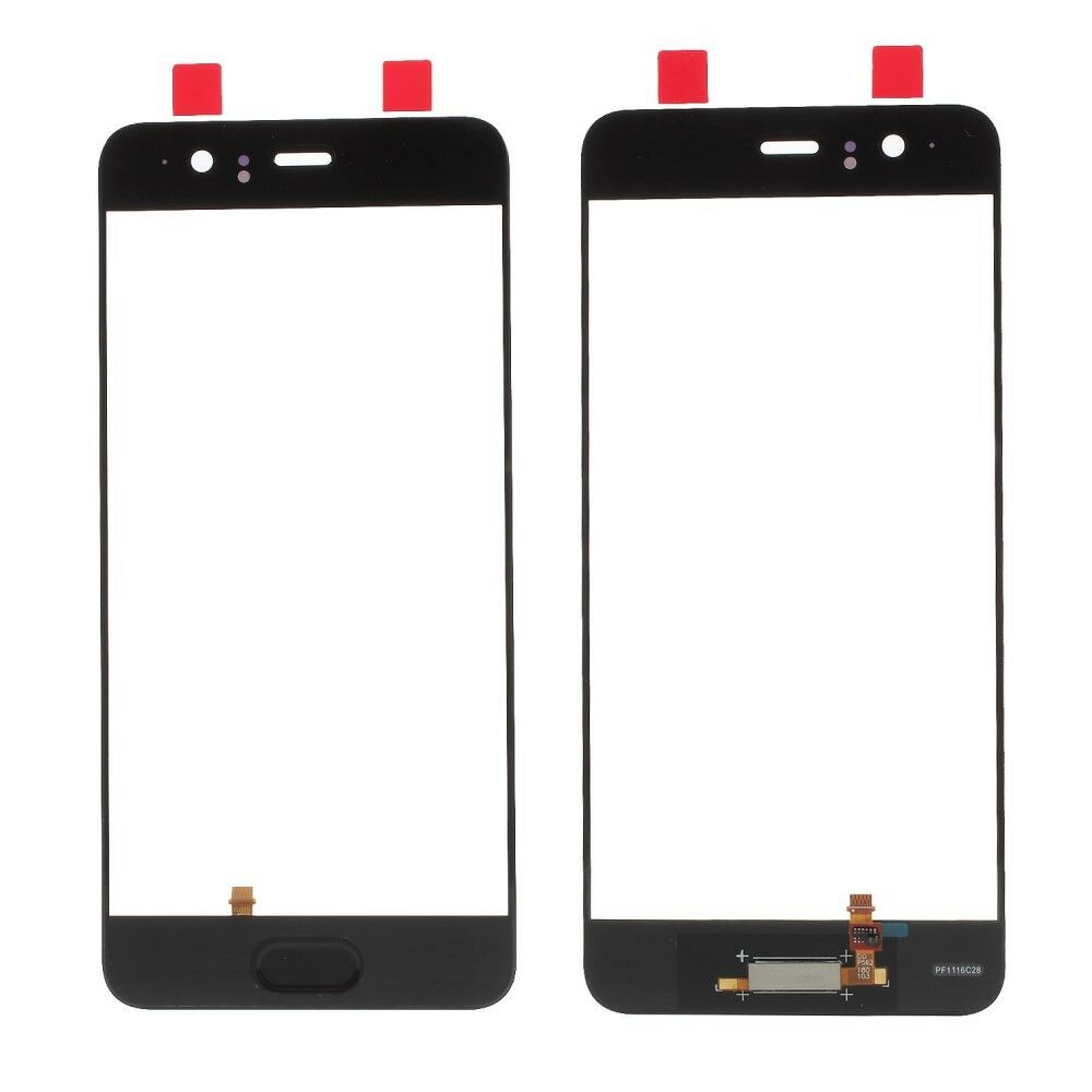 Huawei p10 - negro / lente de vidrio de pantalla frontal exterior con cable flexible de botón de huella digital  oem