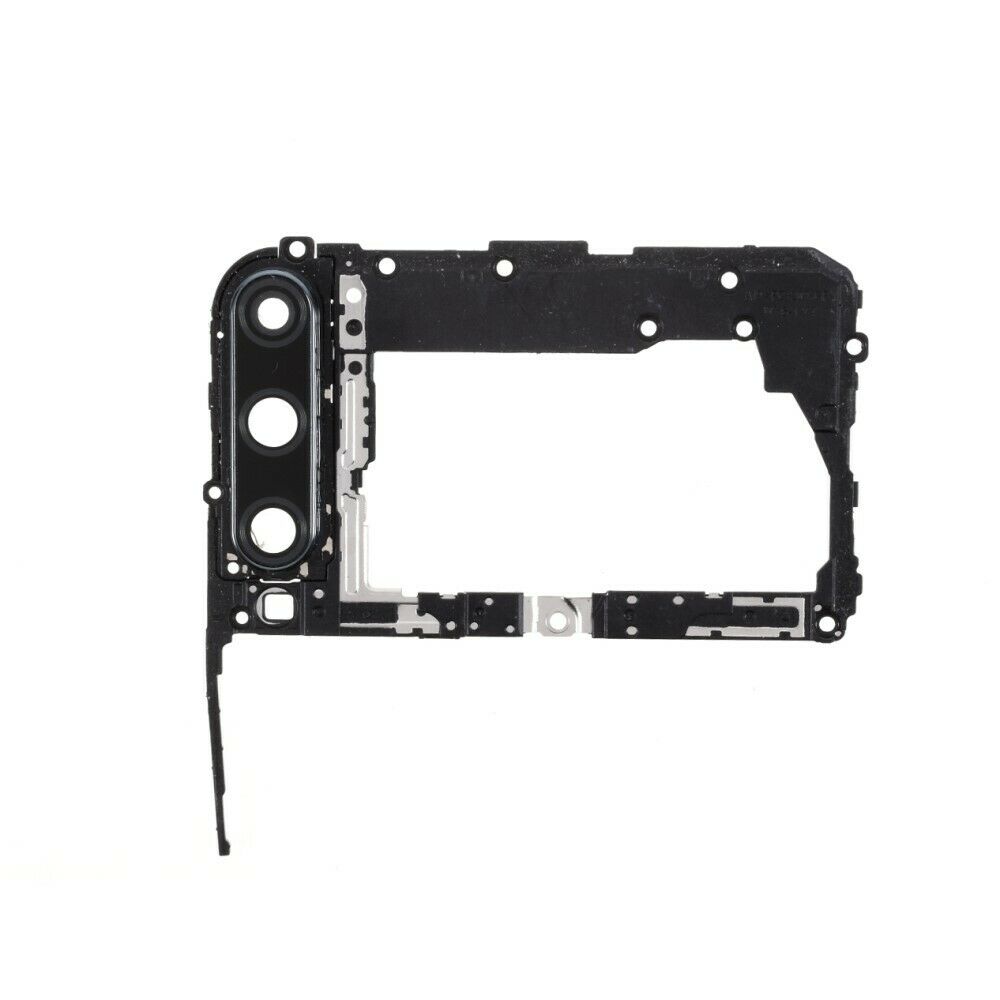 Huawei p40 lite e / honor play 3 - negro // lente de la cámara trasera oem + cubierta del escudo de la placa base