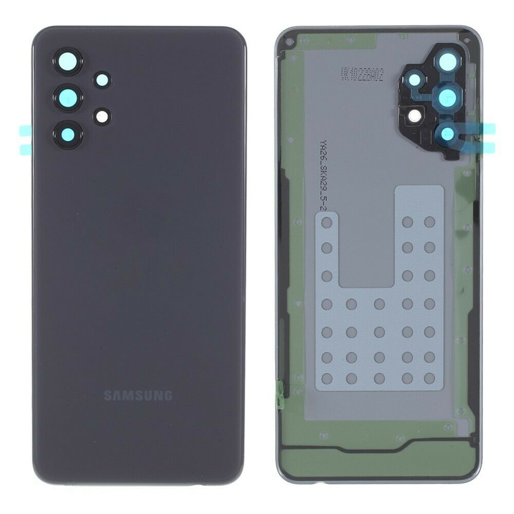Samsung galaxy a32 5g a326 - negro // cubierta de la carcasa de la batería oem con adhesivo y lente de la cámara trasera