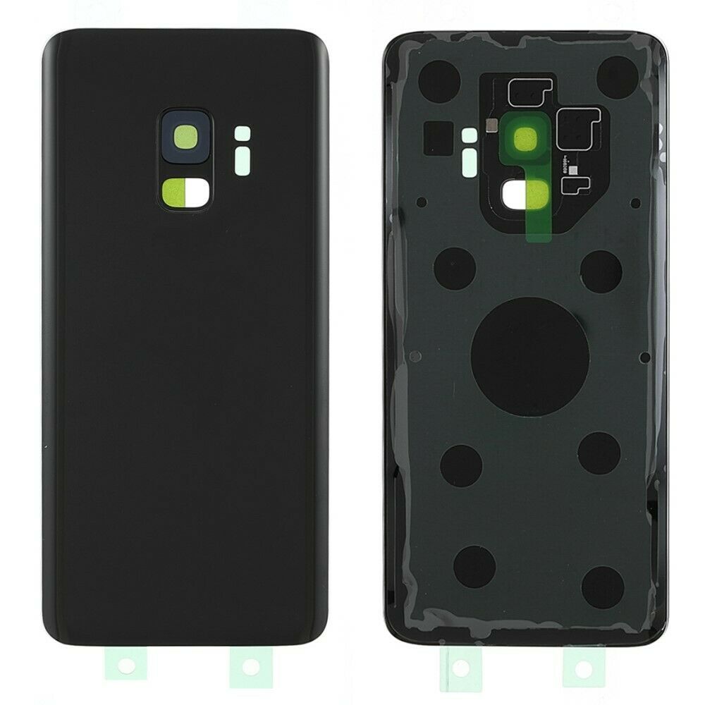 Samsung galaxy s9 - negro // tapa trasera de la batería con reemplazo de la lente de la cámara (sin logo)