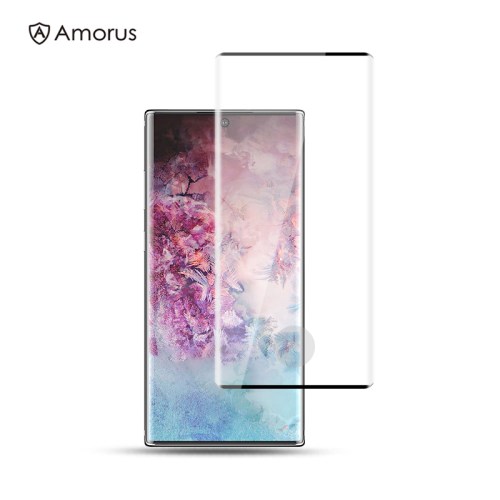 Samsung galaxy note 10 plus / 10 plus 5g // pantalla protectora de vidrio templado curvo de cobertura completa amorus 3d (desbloqueo de huellas dactilares)