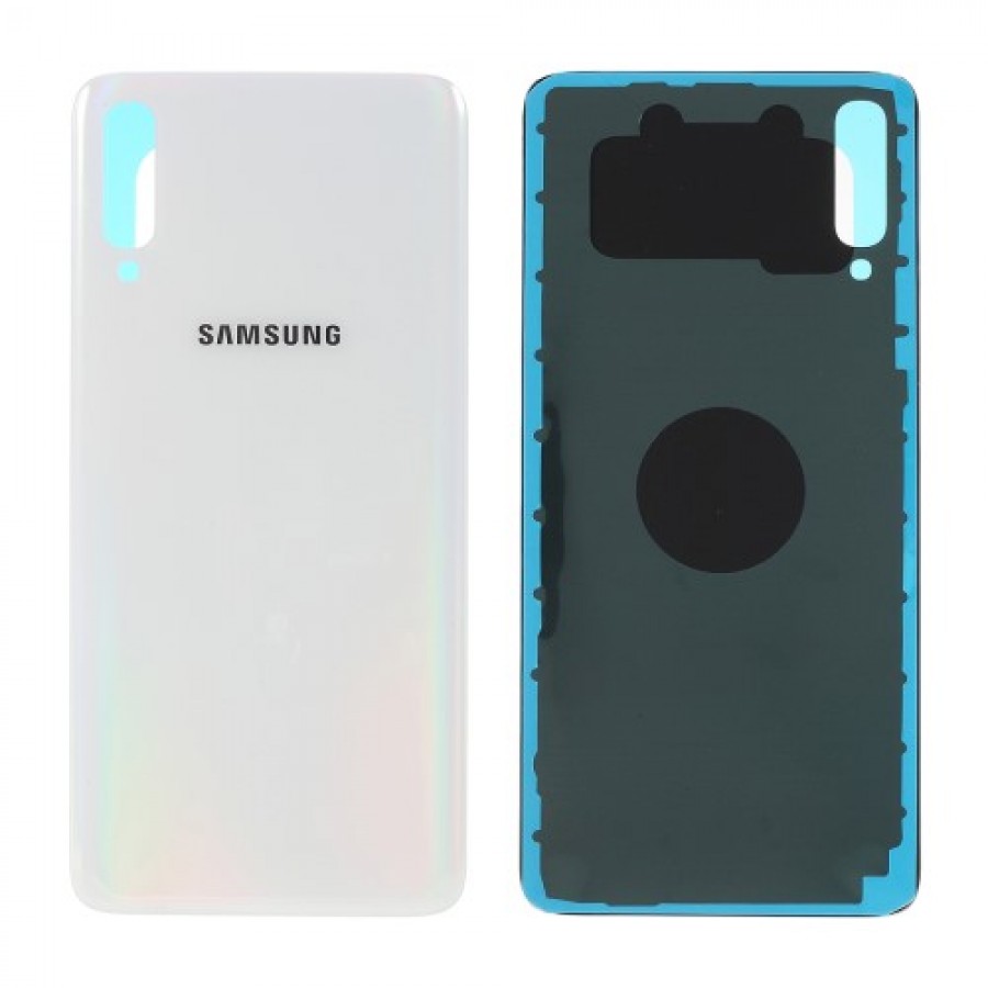 Samsung galaxy a70 sm-a705 - blanco // cubierta de la carcasa de la batería original con adhesivo