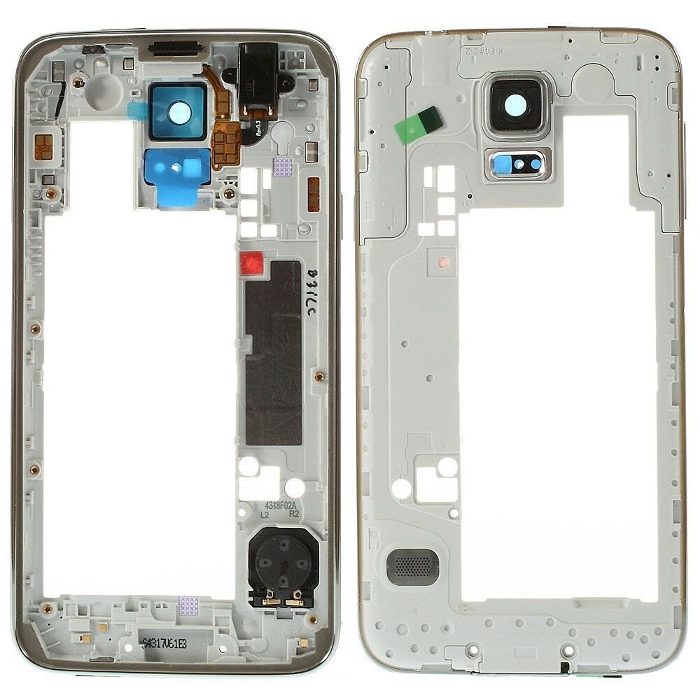 Samsung galaxy s5 g900 - color plateado // placa intermedia original con reemplazo de teclas laterales