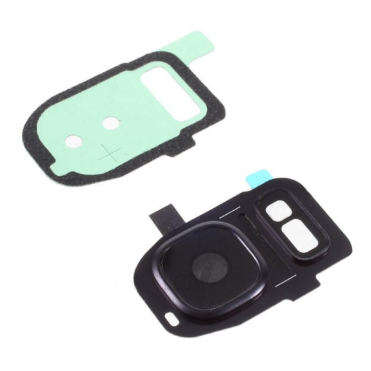 Samsung galaxy s7 g930 / s7 edge g935 - negro // anillo de lente de cámara original + vidrio de linterna + etiqueta adhesiva