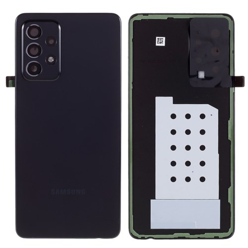 Samsung galaxy a52 4g a525 - negro // carcasa de batería de plástico original con etiqueta adhesiva + lente de cámara