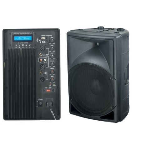 Recinto abs 15" 500w 2 vias con mp3+usb+sd+bluetooh+remote+radio