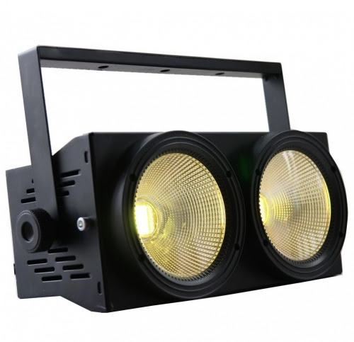 Cegadora dmx 2 ojos cob de 2x100w blanco calido y frio 