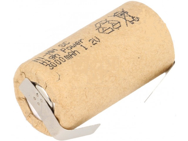 Bateria/acumulador ni-mh subc con terminales  1.2v, 3000mah, 22x42mm