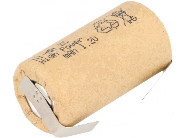 Bateria/acumulador ni-mh subc con terminales  1.2v, 2400mah, 22x44mm