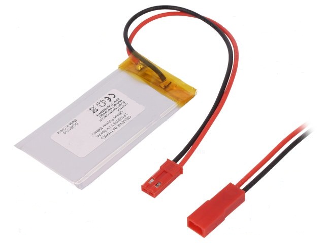 Li-po 3.7v, 90mah          bateria con cables 1x30x53mm