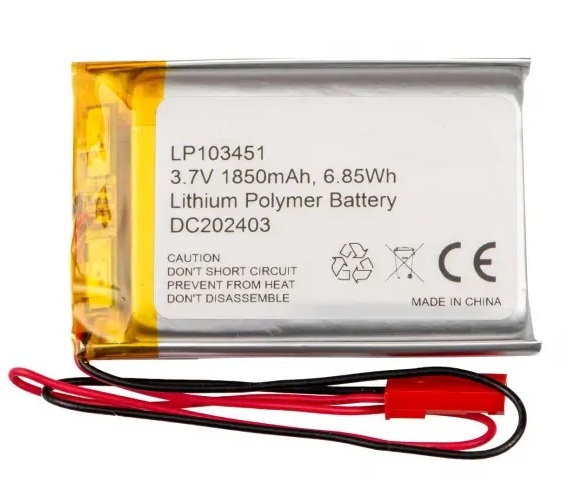 Li-po 3.7v, 1850mah      bateria con cables 10x34x50mm