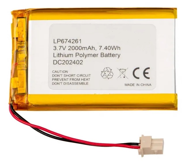 Li-po 3.7v, 2000mah     bateria con cables 6.7x42x61mm