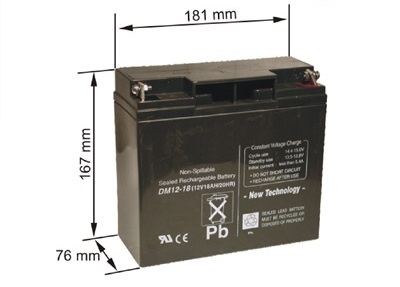 12v/18a bateria de plomo 181x76x167mm tornillo m5 