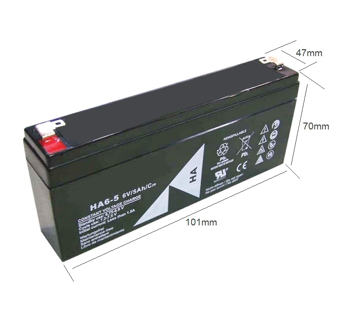 6v/5ah bateria de plomo acido agm 169x35x70mm   f1 