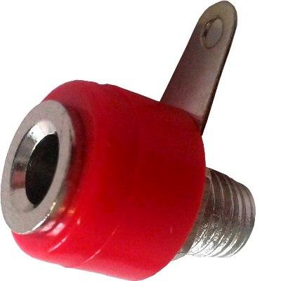 Conector   banana hembra chasis 4mm color rojo 