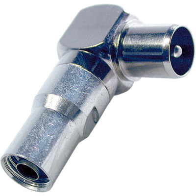 Conector acodado macho pal de inserción rápida rg6u 
