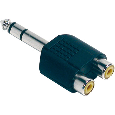 Adaptador audio jack estéreo 6.3mm macho a 2 rca hembra