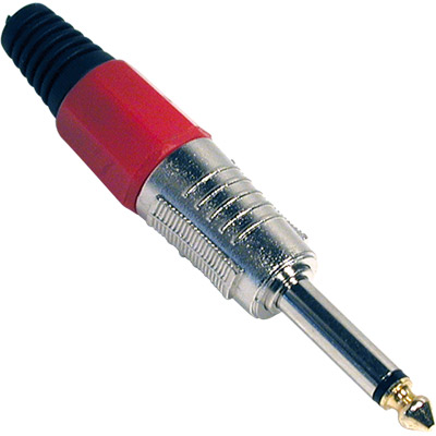 Jack mono metal 6.35mm tipo neutrik punta dorada rojo  