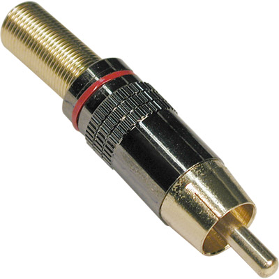 Rca jack metalico zinc aro rojo 