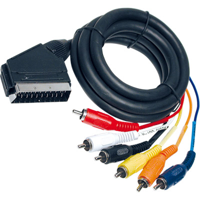 2-0690 cable vídeo-audio euro a 6 rca entrada/salida vídeo-audio estéreo 1.5m