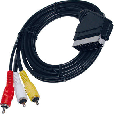 Cable vídeo-audio euro macho a 3 rca salida vídeo-audio estéreo bl/am 1.5m =2-0570 