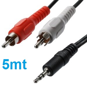 Cable audio jack estéreo 3.5mm macho > 2 rca macho  5metros