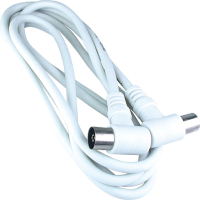 Cable antena pal conector acodado 9.5mm macho a hembra 1.5m blanco 