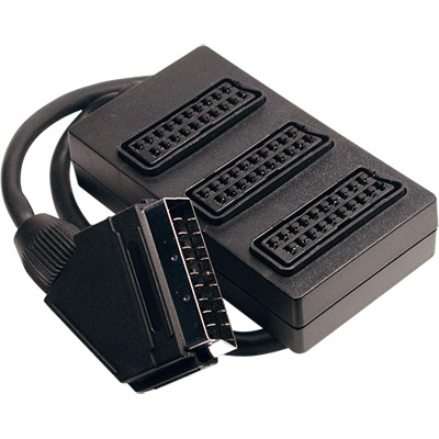 Caja adaptadora euro 21 pines macho a 3 hembra =2-0871 