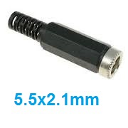 Conector dc hembra aereo 5.5x2.1mm  