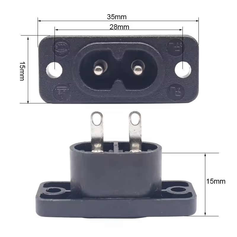 Db-8-7s1 base alimentacion bipolar macho para panel figura 8, 2.5amp./250vac 