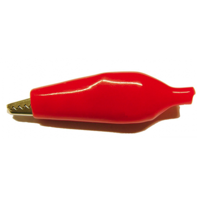 Pinza cocodrilo pequeña con funda roja l:45mm