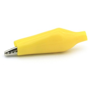 Pinza cocodrilo pequeña con funda amarilla l:27mm
