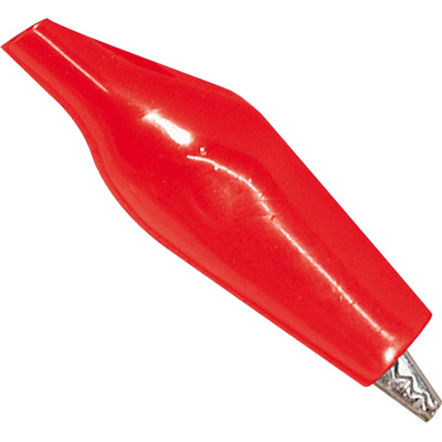 Pinza cocodrilo pequeña con funda roja l:27mm