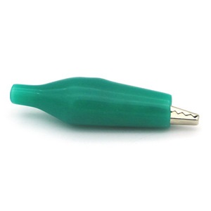 Pinza cocodrilo pequeña con funda verde l:27mm