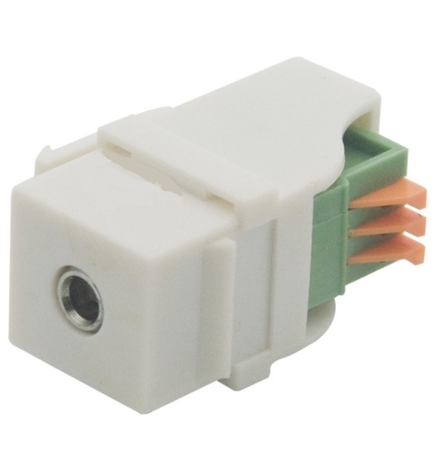 Bloque jack hembra estereo 3.5 mm blanco sistema keystone