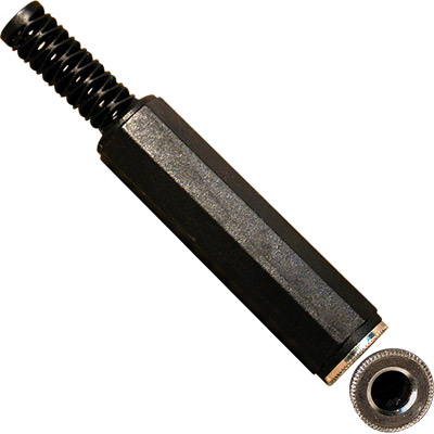 Jack estéreo 6.3mm hembra con capuchón plástico negro